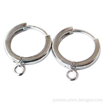 Silver Earring Hooks, Solid 925 Sterling Silver Round Leverback, Measures 11mm